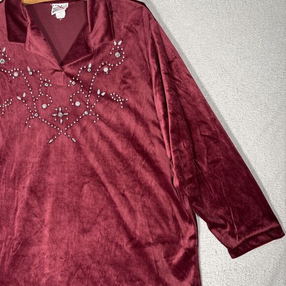 Vintage Sweet Blondie Women’s Size 2X Blouse 70s Inspired Retro Velvet Holiday - Picture 3 of 14